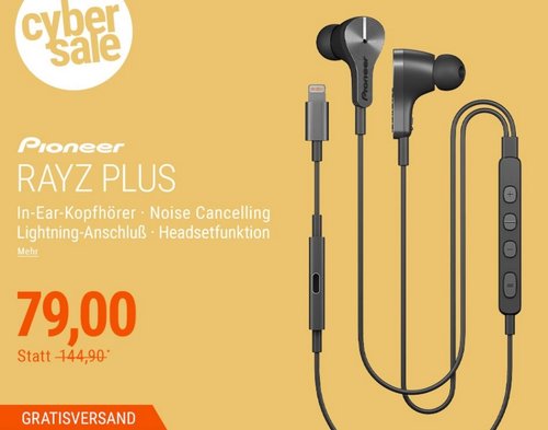 Pioneer Rayz Plus SE-LTC5R-S In-Ear Kopfhörer mit Lightning-Anschluß in Graphit - jetzt 36% billiger Pioneer Rayz Plus SE-LTC5R-S In-Ear Kopfhörer mit Lightning-Anschluß in Graphit - jetzt 36% billiger