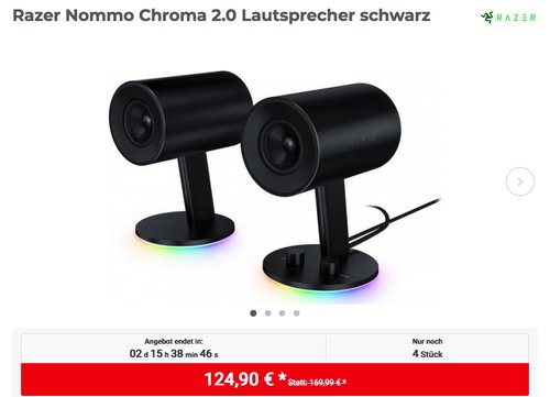 Razer Nommo Chroma 2.0 Lautsprecher in Schwarz - jetzt 11% billiger Razer Nommo Chroma 2.0 Lautsprecher in Schwarz - jetzt 11% billiger