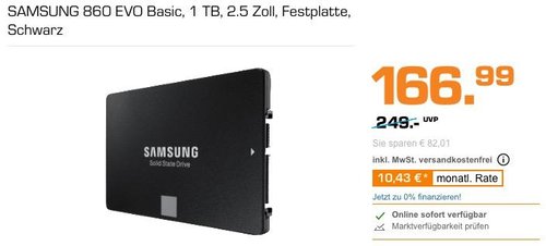 SAMSUNG 860 EVO Basic 1 TB interne SSD-Festplatte - jetzt 14% billiger SAMSUNG 860 EVO Basic 1 TB interne SSD-Festplatte - jetzt 14% billiger