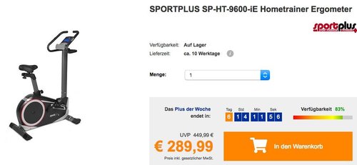 SPORTPLUS SP-HT-9600-iE Hometrainer Ergometer mit App-Steuerung, Google Street View - jetzt 17% billiger