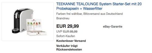TEEKANNE TEALOUNGE System Starter-Set mit 20 Probekapseln + Wasserfilter - jetzt 39% billiger