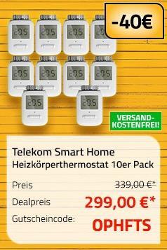 Telekom Smart Home Heizkörperthermostat 10er Pack - jetzt 12% billiger Telekom Smart Home Heizkörperthermostat 10er Pack - jetzt 12% billiger