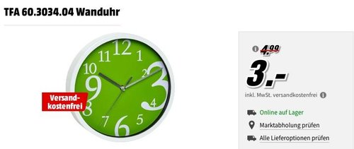 TFA 60.3034.04 Wanduhr - jetzt 50% billiger