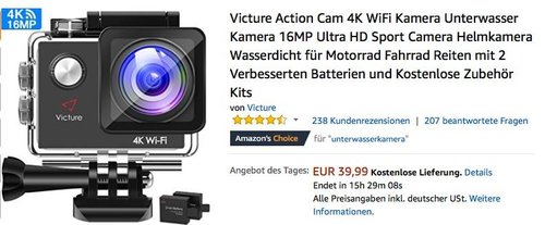 Victure Action Cam 4K 16MP Ultra HD Sport Camera - jetzt 42% billiger Victure Action Cam 4K 16MP Ultra HD Sport Camera - jetzt 42% billiger