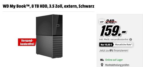 WD My Book 8 TB HDD 3.5 Zoll externe Festplatte - jetzt 14% billiger