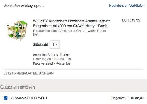 WICKEY Kinderbett Hochbett Abenteuerbett 90x200 cm - jetzt 10% billiger