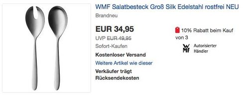 WMF Salatbesteck 2-teilig Silk Cromargan Edelstahl - jetzt 24% billiger