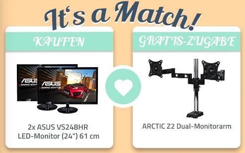 2x ASUS VS248HR LED-Monitor (24") 61 cm + ARCTIC Z2 Dual-Monitorarm Bundle - jetzt 18% billiger