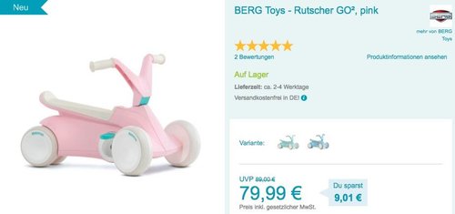 BERG Toys - Rutscher GO² in Pink, Blau oder Mint - jetzt 6% billiger