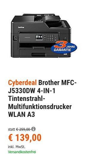 Brother MFC-J5330DW 4-IN-1 A3 Tintenstrahl-Multifunktionsdrucker - jetzt 10% billiger