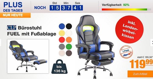 CLP Bürostuhl/Gamingstuhl FUEL mit Fußablage in verschiedenen Farben - jetzt 14% billiger