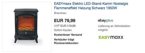 EASYmaxx Nostalgie Elektro-Kamin mit realistischem Flammeneffekt - jetzt 19% billiger