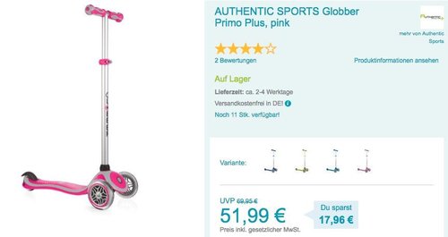 Globber Primo Plus Roller in verschiedenen Farben - jetzt 13% billiger