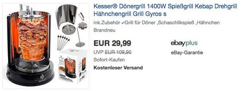 Kesser® Dönergrill 1400W schwarz - jetzt 19% billiger Kesser® Dönergrill 1400W schwarz - jetzt 19% billiger