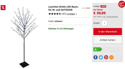 Leuchten Direkt LED Baum 150 cm - jetzt 23% billiger