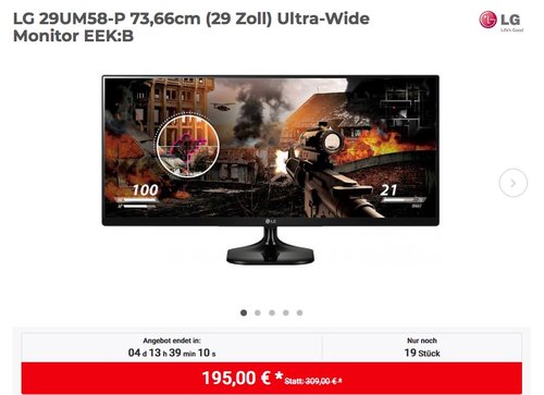 LG 29UM58-P 73,66cm (29 Zoll) Ultra-Wide Monitor - jetzt 11% billiger