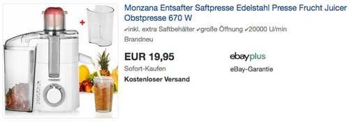 Monzana Entsafter Saftpresse 670 W - jetzt 9% billiger