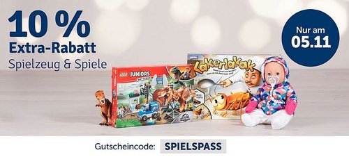 myToys.de 10% Extra-Rabatt am 5.11.18 auf Spielzeug, Spiele und Kinderfahrzeuge: z.B. klein John Deere Traktor Motor - jetzt 10% billiger