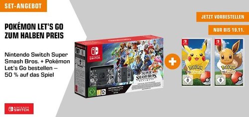 NINTENDO Switch Super Smash Bros Ultimate Edition Spielkonsole + Pokemon Let's Go Pikachu oder Evoli - jetzt 7% billiger NINTENDO Switch Super Smash Bros Ultimate Edition Spielkonsole + Pokemon Let's Go Pikachu oder Evoli - jetzt 7% billiger