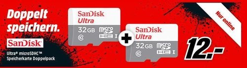 SANDISK Ultra® microSDHC Speicherkarte 32 GB Doppelpack - jetzt 33% billiger