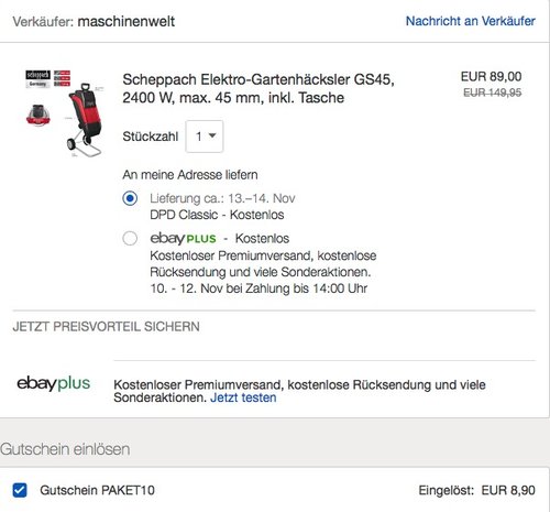 Scheppach Elektro-Gartenhäcksler GS45 - jetzt 10% billiger