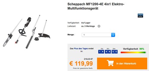 Scheppach MF1200-4E 4in1 Elektro-Multifunktionsgerät - jetzt 29% billiger