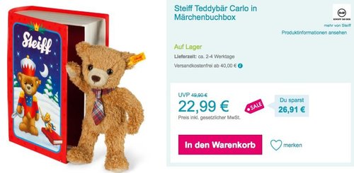 Steiff Teddybär Carlo in Märchenbuchbox - jetzt 19% billiger