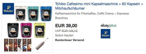 Tchibo Cafissimo mini Kapselmaschine + 60 Kapseln + Milchaufschäumer - jetzt 31% billiger