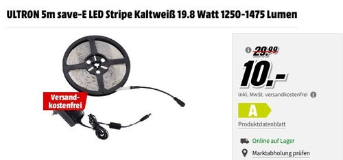 ULTRON 5m save-E LED Stripe Kaltweiß - jetzt 67% billiger