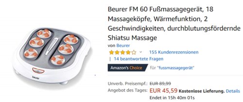 Beurer FM 60 Fußmassagegerät, Shiatsu Massage Beurer FM 60 Fußmassagegerät, Shiatsu Massage