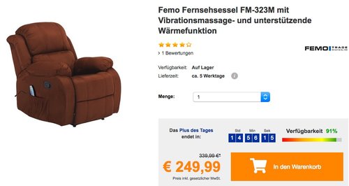 Femo Fernsehsessel FM-323M mit Vibrationsmassage- und unterstützende Wärmefunktion Femo Fernsehsessel FM-323M mit Vibrationsmassage- und unterstützende Wärmefunktion