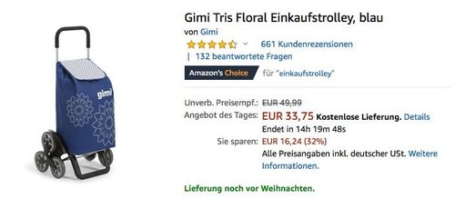 Gimi Tris Floral Einkaufstrolley - jetzt 25% billiger