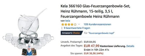 Kela 366160 Glas-Feuerzangenbowle-Set, 15-teilig, 3,5 l - jetzt 31% billiger