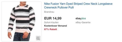 NIKE Fusion Yarn Dyed Striped Herren Pullover - jetzt 25% billiger NIKE Fusion Yarn Dyed Striped Herren Pullover - jetzt 25% billiger