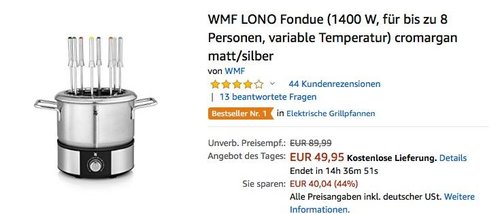 WMF LONO Fondue für bis zu 8 Personen - jetzt 19% billiger