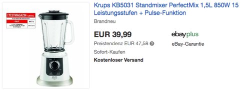 Krups KB5031 Standmixer, 850W, 1,5L - jetzt 27% billiger
