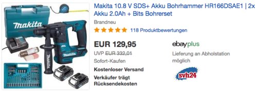 Makita 10.8 V SDS+ Akku Bohrhammer HR166DSAE1 Set (inkl. 2x Akku 2.0Ah, Bits Bohrerset, Koffer) Makita 10.8 V SDS+ Akku Bohrhammer HR166DSAE1 Set (inkl. 2x Akku 2.0Ah, Bits Bohrerset, Koffer)