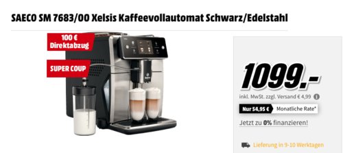 SAECO SM 7683/00 Xelsis Kaffeevollautomat inkl. 6x1kg Jacobs Kaffeebohnen - jetzt 16% billiger SAECO SM 7683/00 Xelsis Kaffeevollautomat inkl. 6x1kg Jacobs Kaffeebohnen - jetzt 16% billiger