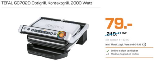 TEFAL GC702D Optigrill Elektro-Kontaktgrill, 2000 Watt - jetzt 20% billiger