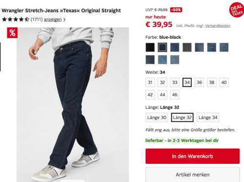 Wrangler Herren Stretch-Jeans »Texas« Original Straight in versch. Farben und Größen Wrangler Herren Stretch-Jeans »Texas« Original Straight in versch. Farben und Größen