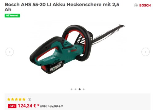 Bosch AHS 55-20 LI Akku Heckenschere inkl. 2,5 Ah und Schnelllader Bosch AHS 55-20 LI Akku Heckenschere inkl. 2,5 Ah und Schnelllader