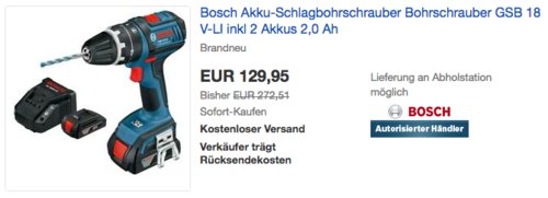 Bosch Akku-Schlagbohrschrauber GSB 18 V-LI inkl. 2 Akkus 2,0 Ah und Ladegerät Bosch Akku-Schlagbohrschrauber GSB 18 V-LI inkl. 2 Akkus 2,0 Ah und Ladegerät
