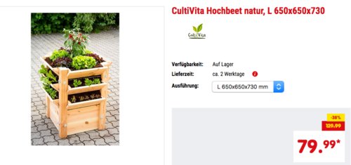 CultiVita Hochbeet L massive Douglasie, 650x650x730 mm CultiVita Hochbeet L massive Douglasie, 650x650x730 mm