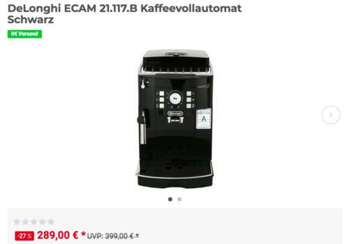 DeLonghi ECAM 21.117.B Kaffeevollautomat, schwarz - jetzt 10% billiger