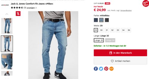 Jack & Jones Comfort-fit-Jeans "Mike" in verschiedenen Farben und Größen Jack & Jones Comfort-fit-Jeans "Mike" in verschiedenen Farben und Größen