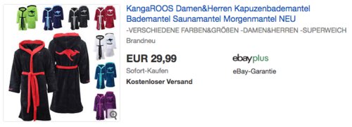 KangaROOS Damen&Herren Kapuzenbademantel/Morgenmantel KangaROOS Damen&Herren Kapuzenbademantel/Morgenmantel