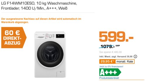 LG F14WM10ESO 10 kg Waschmaschine, A+++ LG F14WM10ESO 10 kg Waschmaschine, A+++