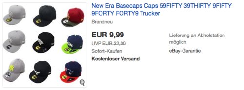 New Era Basecap, verschiedene Variante und Größe New Era Basecap, verschiedene Variante und Größe