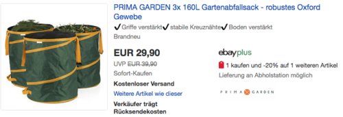 PRIMA GARDEN 3x 160L Gartenabfallsack-Set PRIMA GARDEN 3x 160L Gartenabfallsack-Set