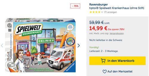 Ravensburger tiptoi® Spielwelt Krankenhaus (ohne Stift) Ravensburger tiptoi® Spielwelt Krankenhaus (ohne Stift)